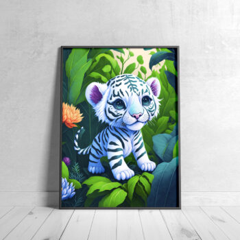 tiger white poster for kids